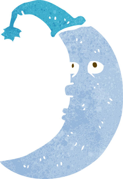Bir insan tarafından çizilmiş uykulu ay karikatürü