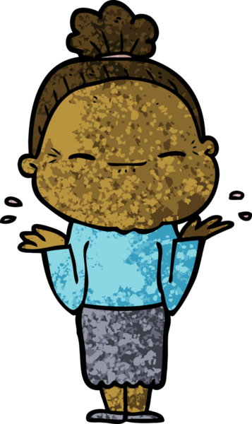 Bir insan tarafından çizilmiş barışçıl yaşlı bir kadın.