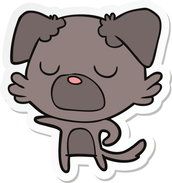 Bir insan tarafından çizilmiş bir köpeğin çıkartması.