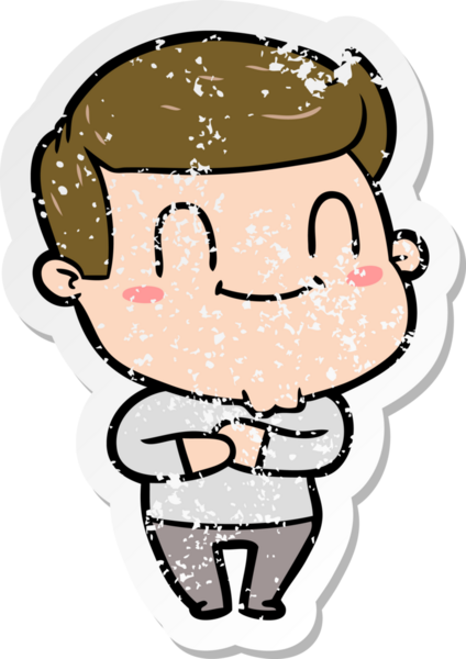 Bir insan tarafından çizilmiş mutlu bir adamın sıkıntılı çıkartması.