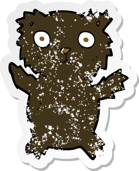 Bir insan tarafından çizilmiş karikatür kara ayısının gerilmiş çıkartması.