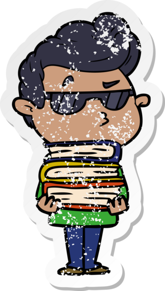 Bir insan tarafından çizilmiş havalı bir adamın sıkıntılı çıkartması.