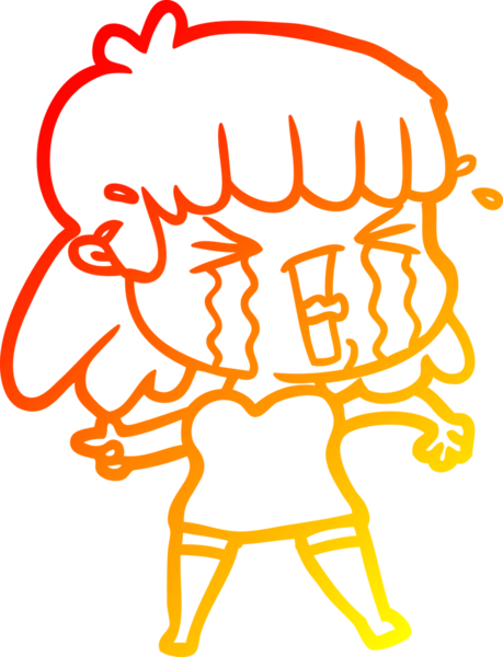 Bir insan tarafından çizilmiş göz yaşları içindeki çizgi film kadını çizimi.