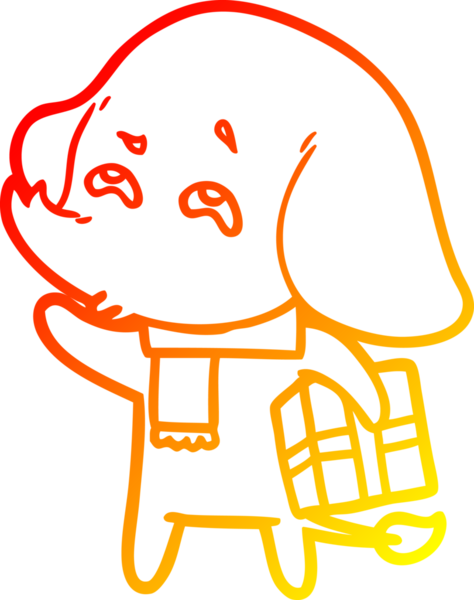 İnsan tarafından çizilmiş bir karikatür filinin sıcak çizgi çizimi.