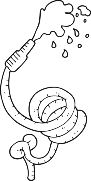 Bir insan tarafından çizilmiş siyah beyaz karikatür hortum.