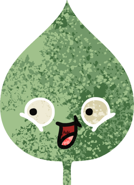 Bir insan tarafından çizilmiş dışavurumsal yaprağın retro çizim tarzı karikatürü