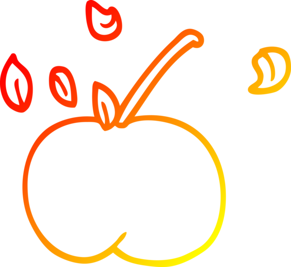 Bir insan tarafından çizilmiş sulu bir elmanın sıcak çizgi çizimi