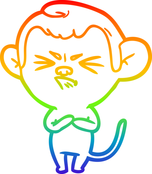 Gökkuşağı gradyan çizgi çizimi bir insan tarafından çizilmiş sinir bozucu bir maymun