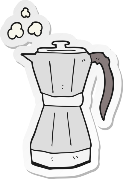 Bir insan tarafından çizilmiş karikatür fırın espresso makinesinin çıkartması.