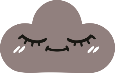 Bir insan tarafından çizilmiş bir fırtına bulutunun düz renkli retro karikatürü