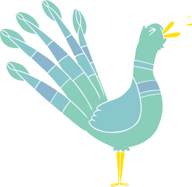 Bir insan tarafından çizilmiş düz renkli karikatür.