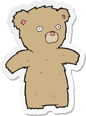 Bir insan tarafından çizilmiş oyuncak ayının çıkartması.