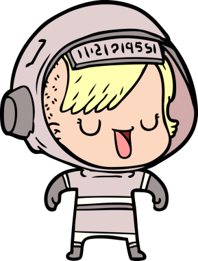 Bir insan tarafından çizilmiş astronot kadın.