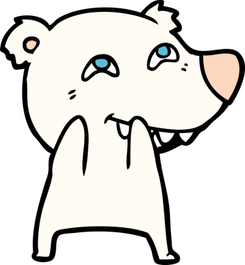 Karikatür kutup ayısı bir insan tarafından çizilmiş dişleri gösteriyor