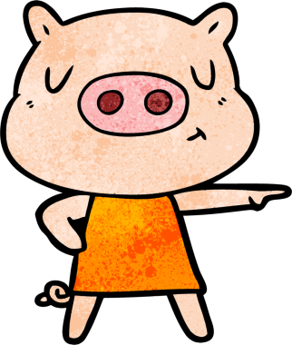 Çizgi film içerikli domuz bir insan tarafından çizilmiş.