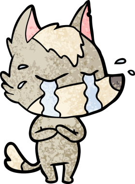 Bir insan tarafından çizilmiş ağlayan kurt çizgi filmi.