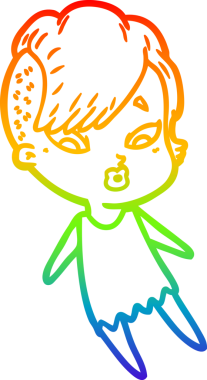 gökkuşağı gradyanı çizimi bir çizgi film kızı şaşırttı bir insan tarafından çizildi