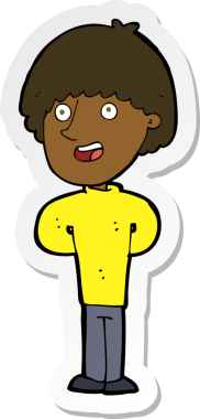 Bir insan tarafından çizilmiş mutlu bir adamın çıkartması.