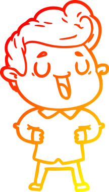 Bir insan tarafından çizilmiş mutlu bir çizgi film karakteri çizimi.