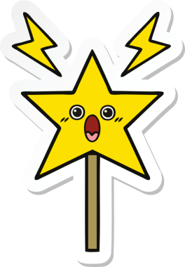 Bir insan tarafından çizilmiş şirin bir çizgi film sihirli değneğinin çıkartması.