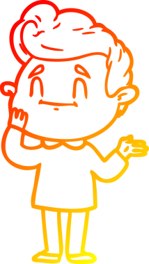 Bir insan tarafından çizilmiş mutlu bir çizgi film karakteri çizimi.