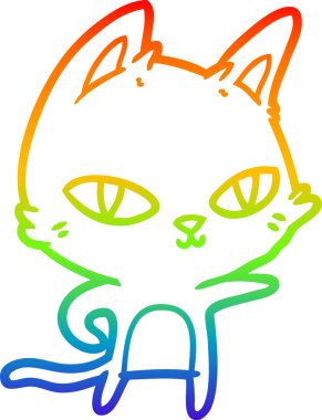 Gökkuşağı gradyan çizgi çizimi Bir insan tarafından çizilen çizgi film kedisi