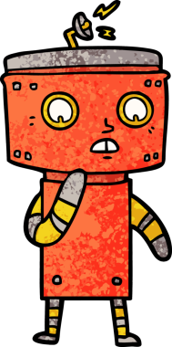 bir insan tarafından çizilmiş belirsiz çizgi film robotu