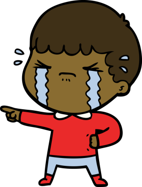 Bir insan tarafından çizilmiş ağlayan çizgi film adamı.