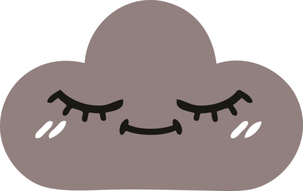 Bir insan tarafından çizilmiş bir fırtına bulutunun düz renkli retro karikatürü