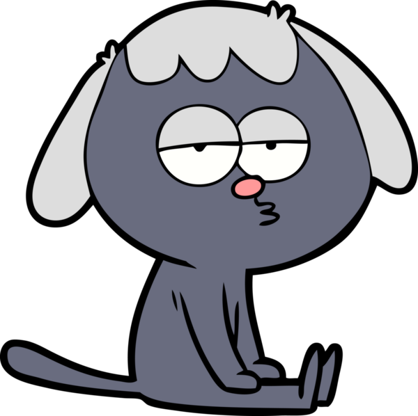 Bir insan tarafından çizilmiş yorgun bir köpek.