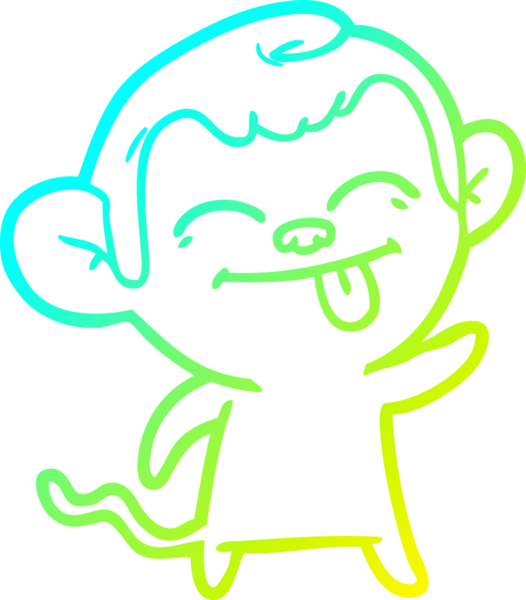 Bir insan tarafından çizilmiş komik bir çizgi maymunun soğuk eğim çizgisi.