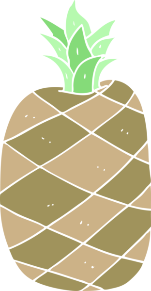 Bir insan tarafından çizilmiş ananasın düz renk çizimi