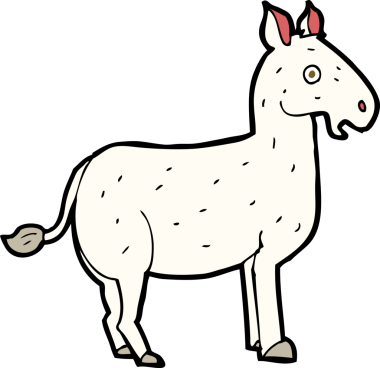 Bir insan tarafından çizilmiş çizgi film katırı.