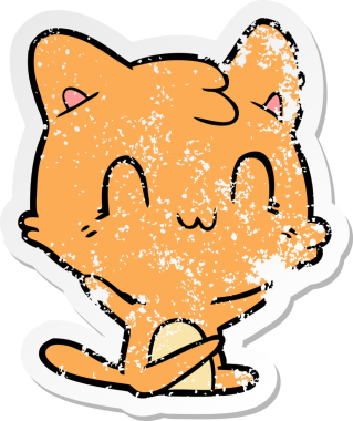 Bir insan tarafından çizilmiş mutlu bir kedinin sıkıntılı çıkartması.