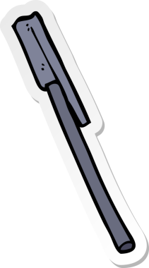 Bir insan tarafından çizilmiş bir karikatür kalemi etiketi.