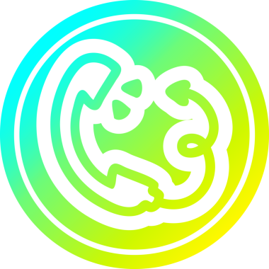 Bir insan tarafından çizilmiş havalı gradyan görünümlü şeytan kuyruklu telefon ahizesi.