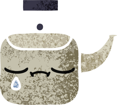 Bir insan tarafından çizilmiş bir çaydanlığın retro çizim tarzı karikatürü