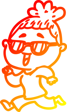 Bir insan tarafından çizilmiş gözlük takan mutlu bir kadının çizgi çizimi.