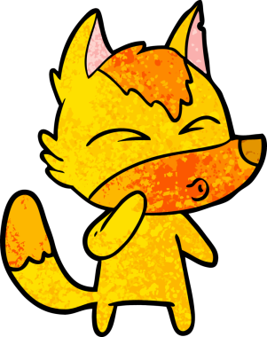 Bir insan tarafından çizilmiş tilki çizgi film karakteri