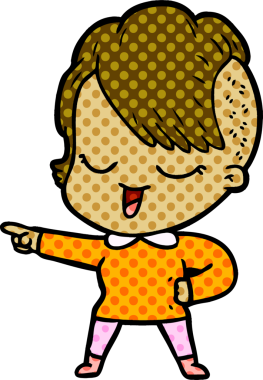 Bir insan tarafından çizilmiş mutlu çizgi film kızı.