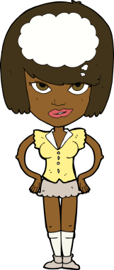 Bir insan tarafından çizilmiş bir çizgi film kadını.