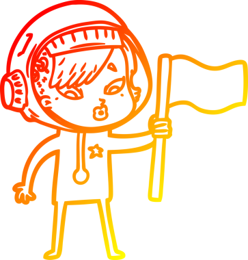 Bir insan tarafından çizilmiş bir astronot kadın çizgi çizimi.