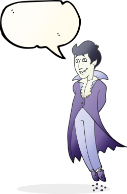 Bir insan tarafından çizilmiş serbest konuşma balonu karikatürü vampiri.