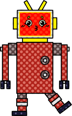 bir insan tarafından çizilmiş bir robotun çizgi roman tarzı
