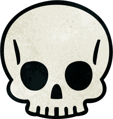 Bir insan tarafından çizilmiş tuhaf bir kafatası.