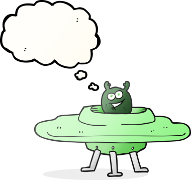 Bir insan tarafından çizilmiş serbest çizim düşünce baloncuğu uzay gemisi