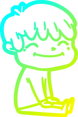 Bir çizgi film karakteri çizen soğuk çizgi bir insan tarafından çizilmiş mutlu çocuk.