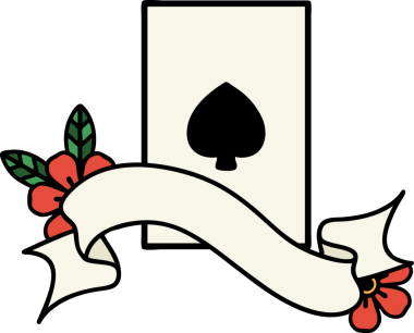 Bir insan tarafından çizilmiş maça aslı geleneksel dövme.