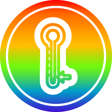 Düşük sıcaklık dairesel simgesi gökkuşağı gradyanı bir insan tarafından çizilmiş