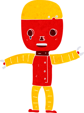 Bir insan tarafından çizilmiş çizgi film robotu